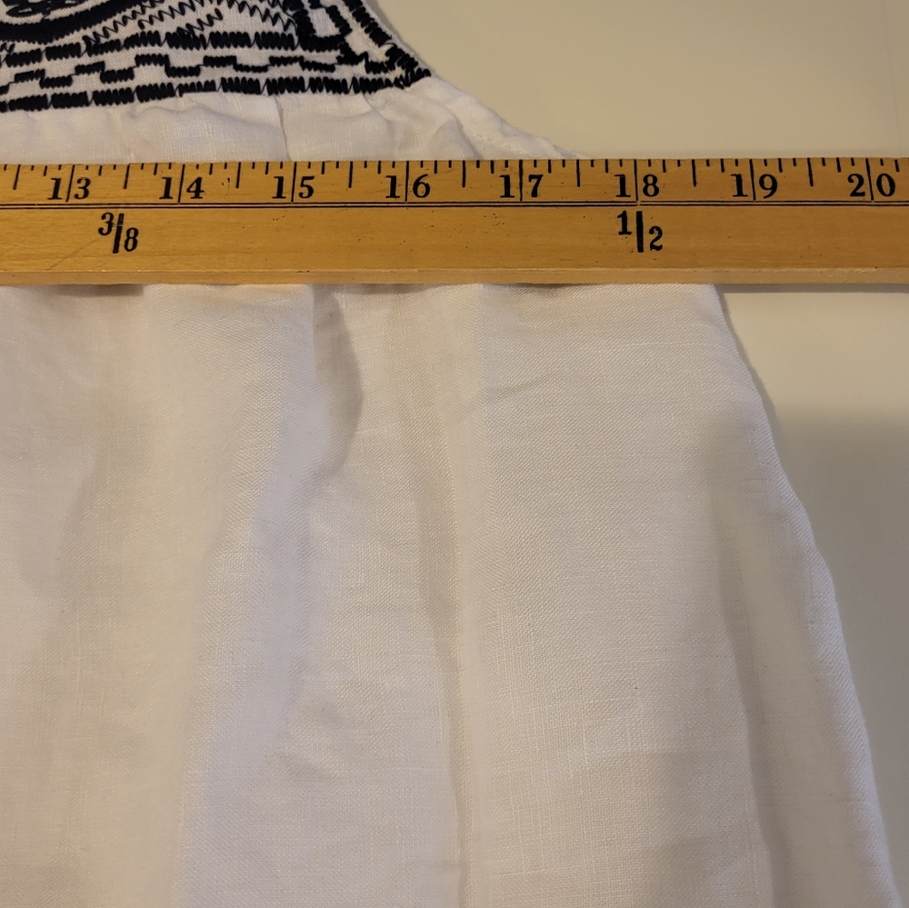 Embellished White and Black Tank Top with Intricate Design 100% Linen - Picture 8 of 10